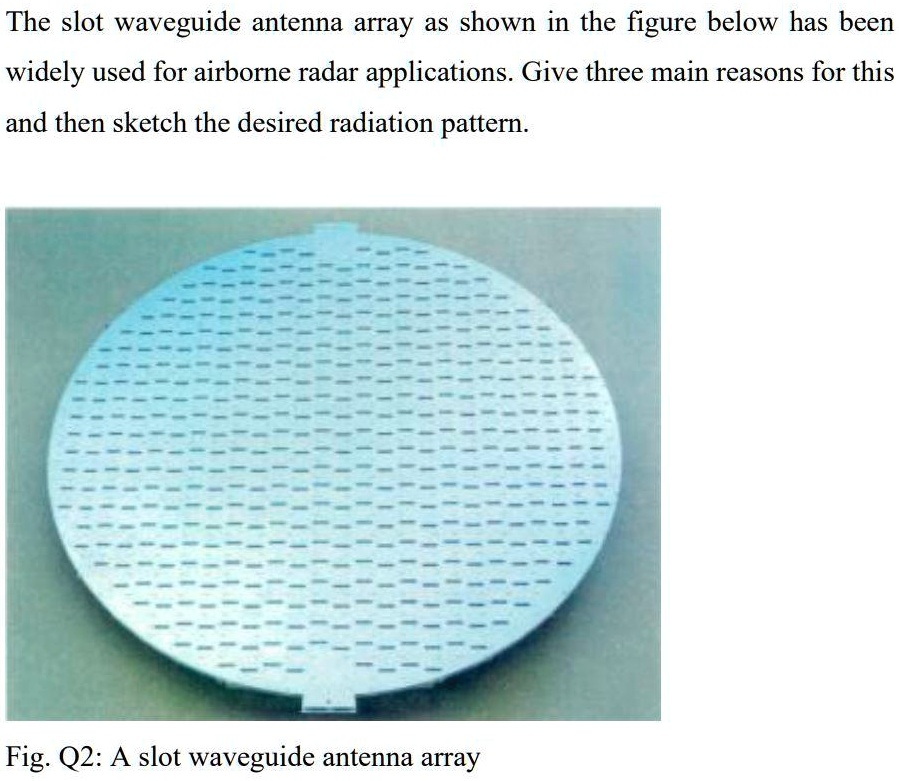 Radar Wave Guide Design The slot waveguide antenna array as shown in the figure below has been ...
