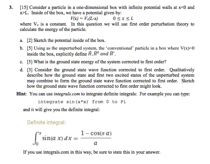 SOLVED [15] Consider a particle in a onedimensional box with infinite