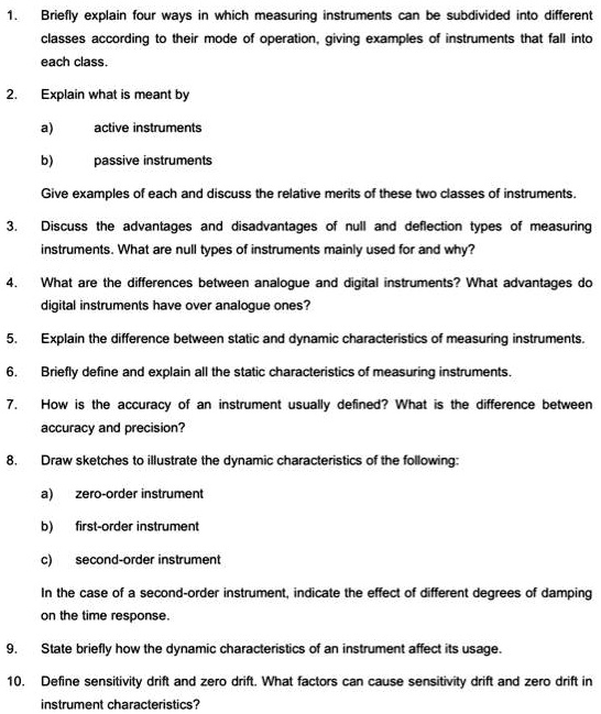 SOLVED 1. Briefly explain four ways in which measuring instruments can