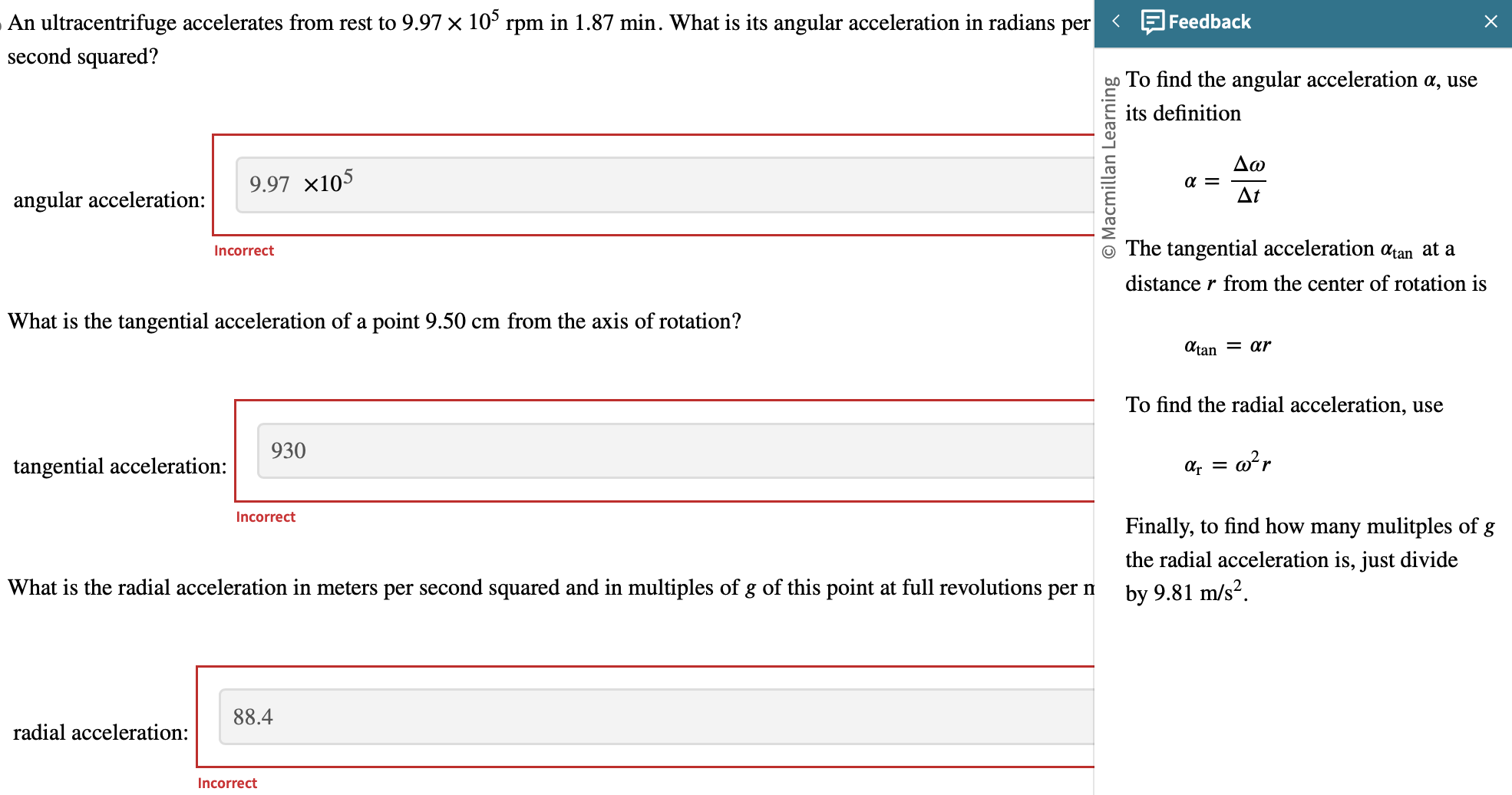SOLVED An ultracentrifuge accelerates from rest to 9.97 × 10^5rpm in 1