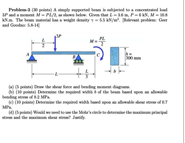 Problem-2 (30 points) A simply supported beam is subjected to a ...