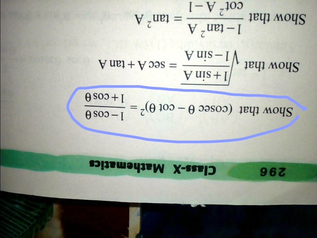 SOLVED: 'show that cosecant theta minus cos theta square is equals to 1 ...