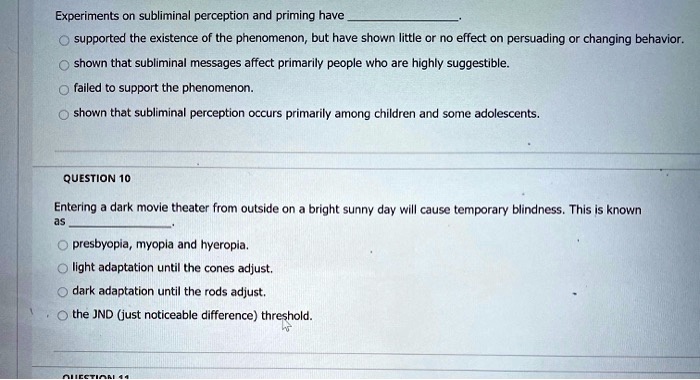 experiments on subliminal perception have