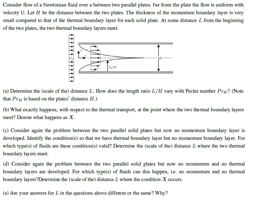 SOLVED: Consider the flow of a Newtonian fluid over two parallel plates ...