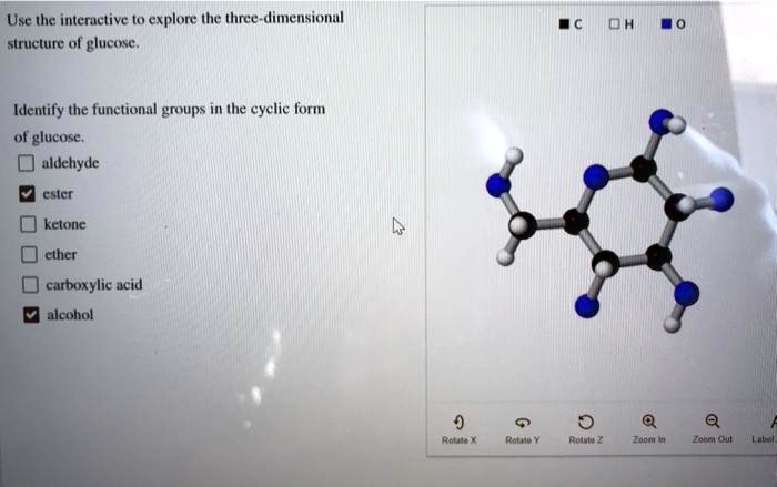 What functional groups are in glucose?