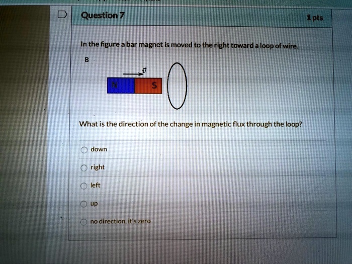SOLVED:Question7 1 pts In the nigure barimagnet moved toithe right ...