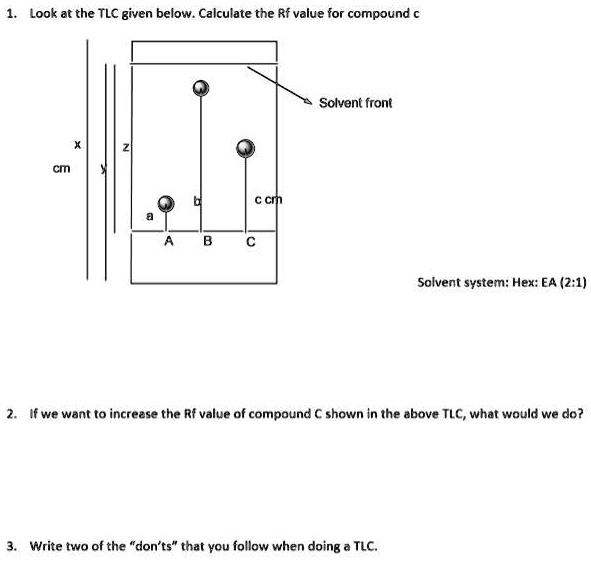 SOLVED Look at the TLC given below. Calculate the Rf value for