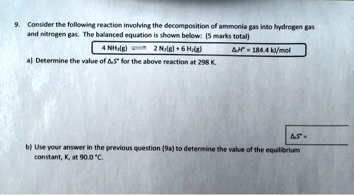 9. Consider the following reaction involving the decomposition of ...