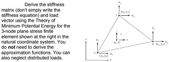 Derive the stiffness matrix (don't simply write the stiffness equation ...