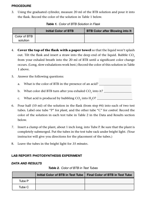 SOLVED PROCEDURE Using the graduated cylinder; measure 20 ml of the
