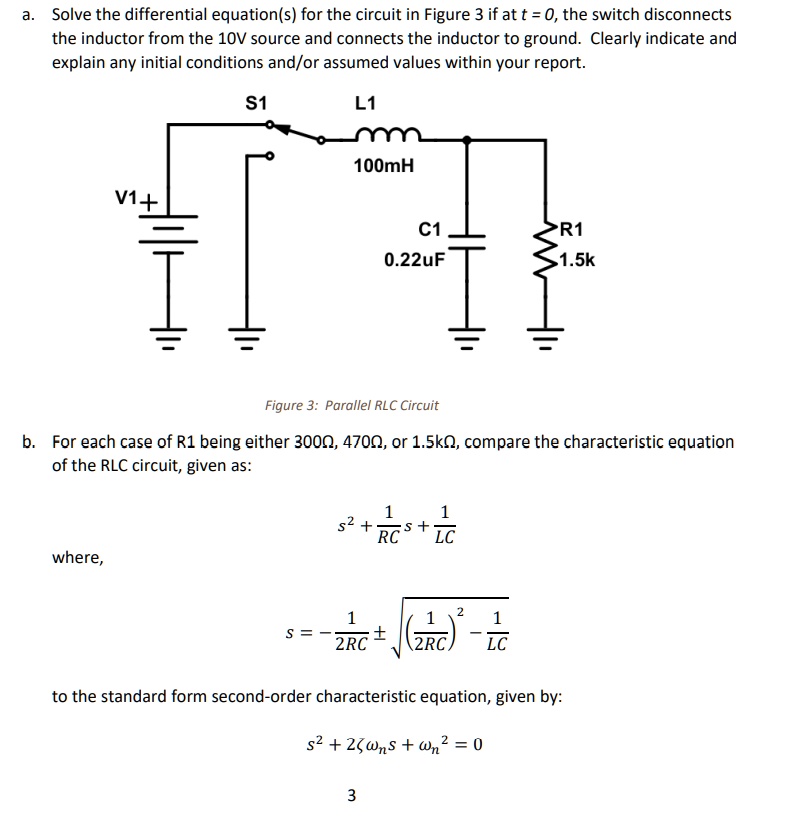 SOLVED Solve the differential equation(s) for the circuit in Figure 3