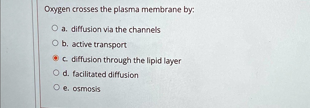 Oxygen Crosses A Plasma Membrane By