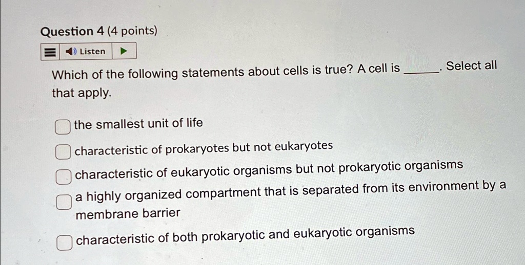 SOLVED Question 4 (4 points) Which of the following statements about