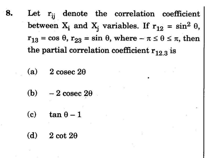 SOLVED 8. Let rij denote the correlation coefficient between X