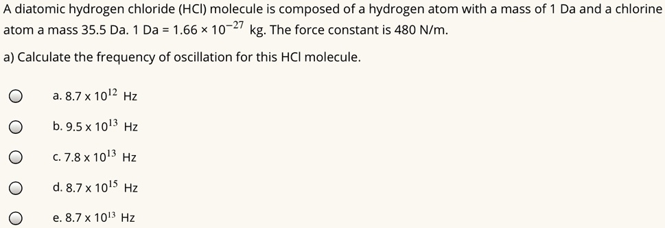 A diatomic hydrogen chloride (HCI) molecule is composed of a hydrogen ...