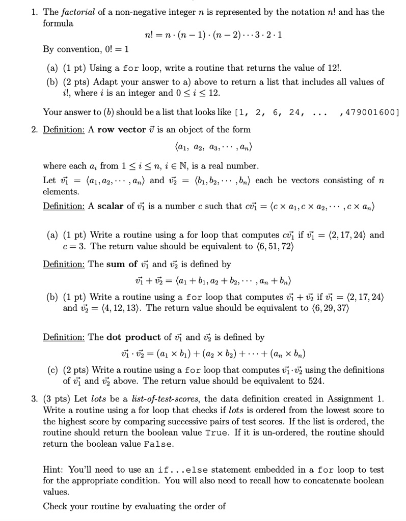 SOLVED: The factorial of a non-negative integer n is represented by the ...