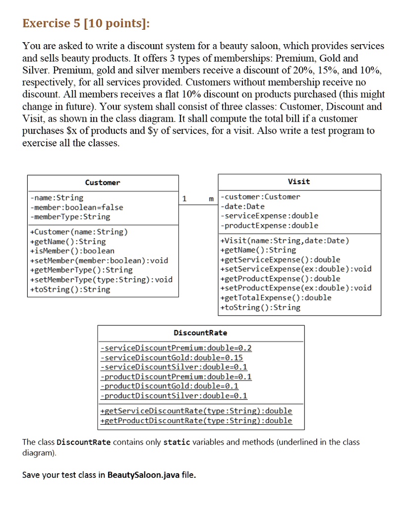 exercise 5 10 points you are asked to write a discount system for a ...