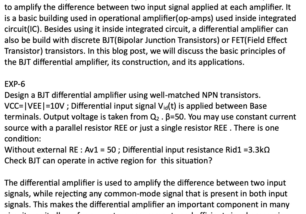 SOLVED exp6? to amplify the difference between two input signal