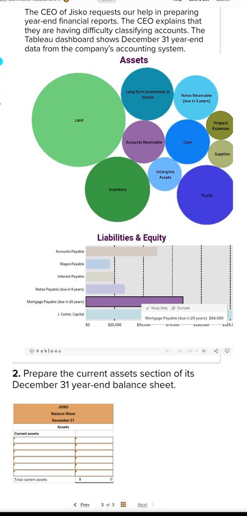 the ceo of jisko requests our help in preparing year end financial ...