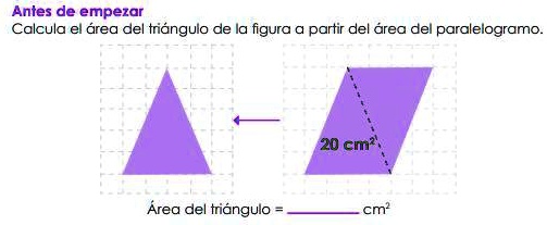 SOLVED: Calcula el área del triángulo de la figura a partir del área ...