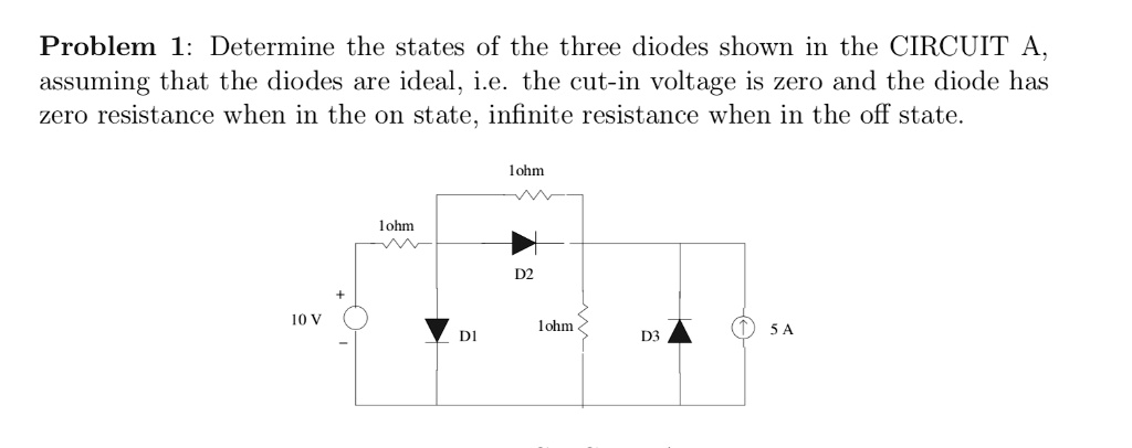 Problem 1: Determine the states of the three diodes shown in the ...