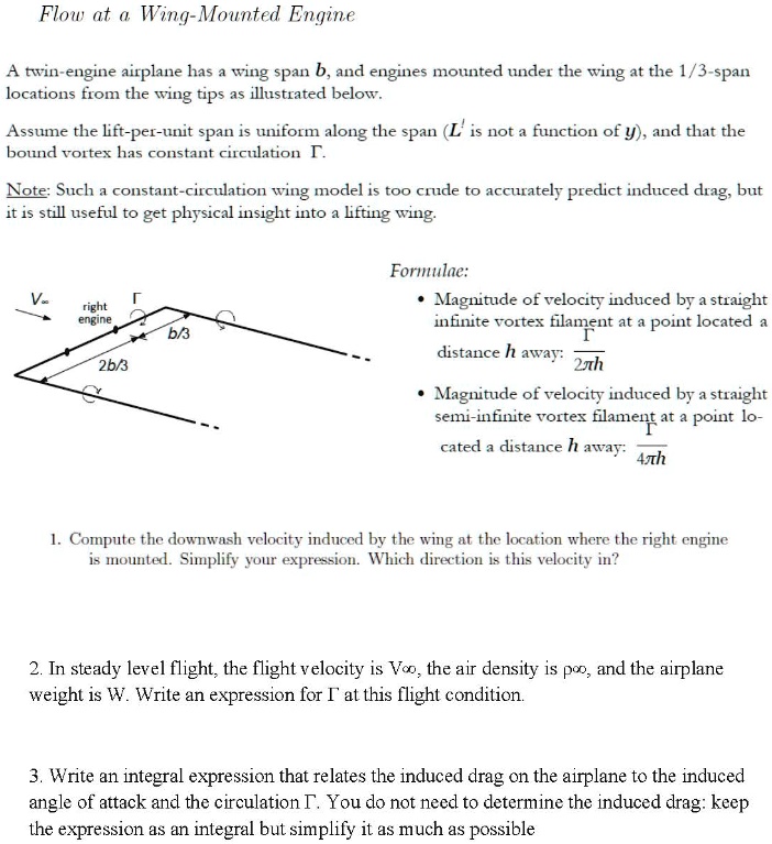 SOLVED: Flow at a Wing-Mounted Engine A twin-engine airplane has a wing ...