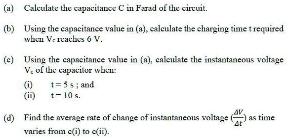SOLVED:Calculate the capacitance C in Farad of the circuit: (6) Using ...