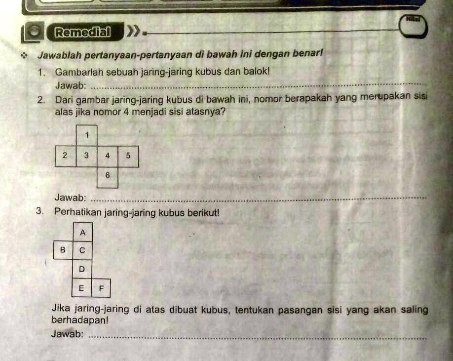 SOLVED: RemedialJawablah Pertanyaan-pertanyaan Di Bawah Ini Dengan ...