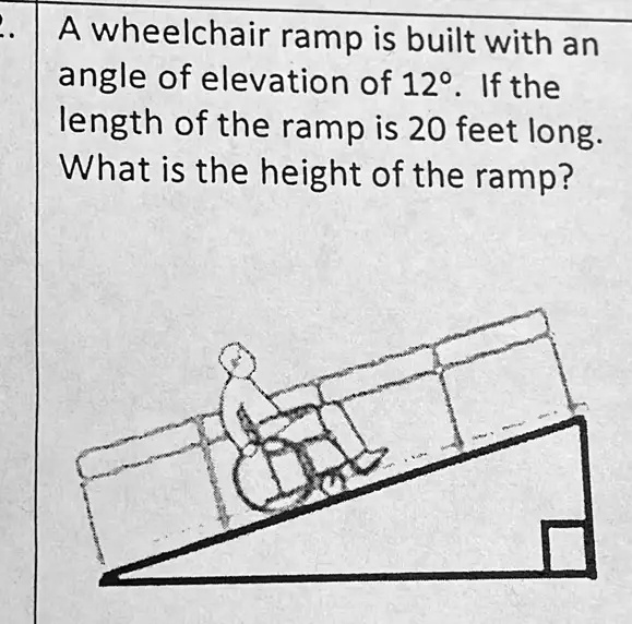 SOLVED A wheelchair ramp is built with an angle of elevation of 129