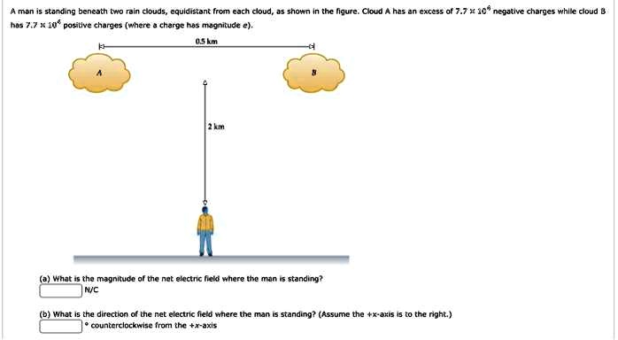 SOLVED: A man is standing beneath two rain clouds,equidistant from each ...