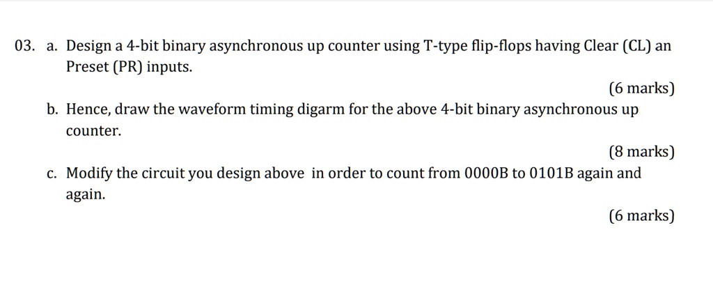03 design a 4 bit binary asynchronous up counter using t...