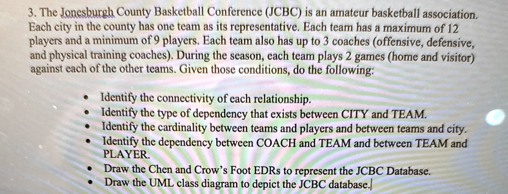 3 the jonesburgh county basketball conference jcbc is an amateur basketball association each city in the county has one team as its representative each team has a maximum of 12 players and a 99056