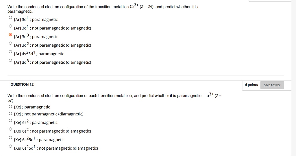 diamagnetic electron configuration