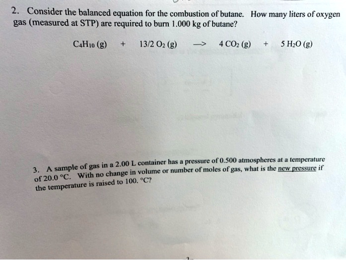 SOLVEDConsider the balanced equation for the combustion of butane How