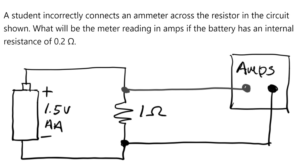 SOLVED A student incorrectly connects an ammeter across the resistor