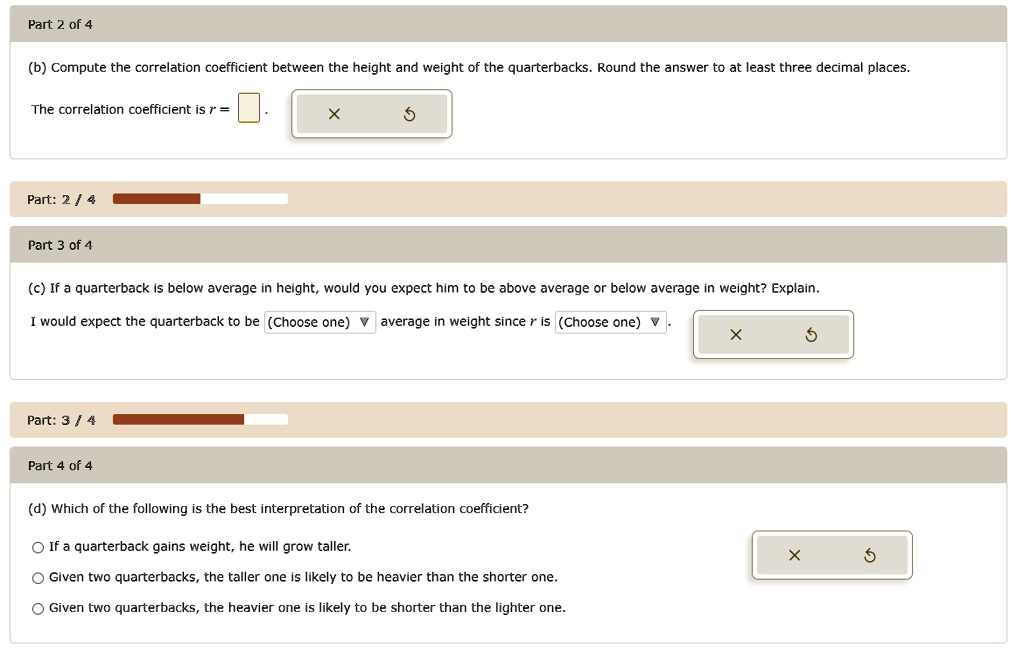 (b) Compute the correlation coefficient between the height and weight