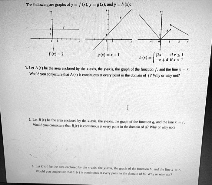 Solved The Following Are Graphs Ofy F X Y G X Andy H X 2 9 X L 2x Ifx 1 H X X 4 Ifx Let A R