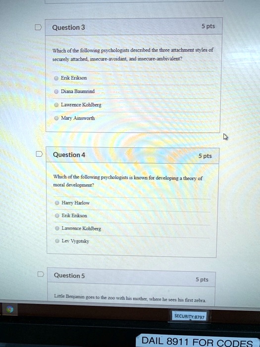 SOLVED Question 3 Which of the following psychologists described the