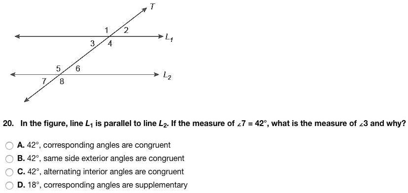 SOLVED: In the figure, line L1 is parallel to line L2. If the measure ...