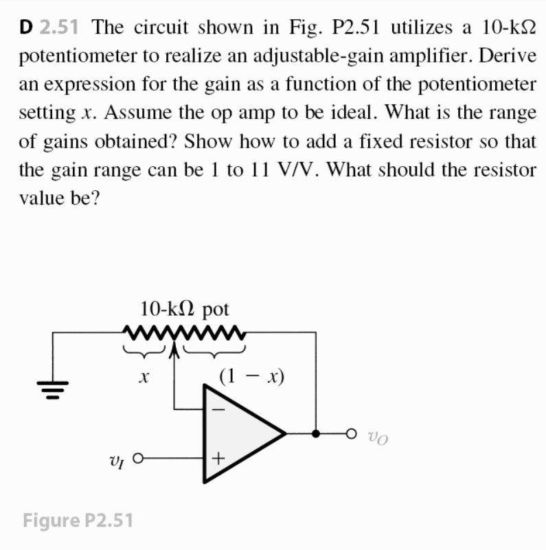 D 2.51 The circuit shown in Fig. P2.51 utilizes a 10kÎ© potentiometer