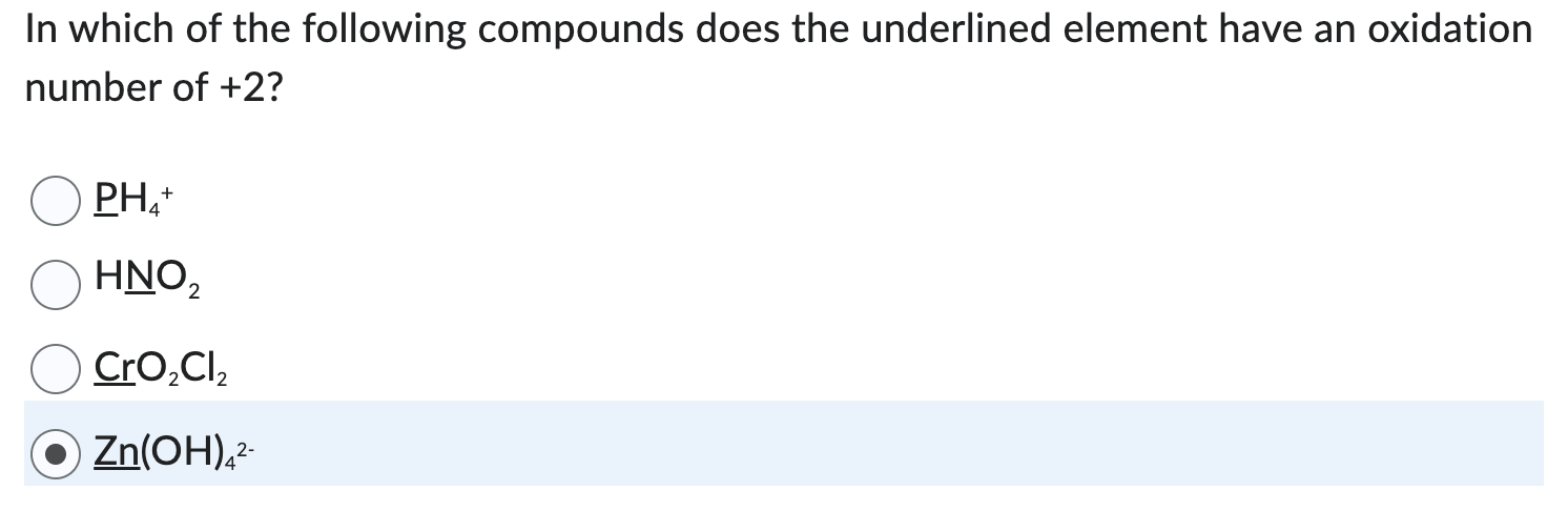 In which of the following compounds does the underlined element have an ...