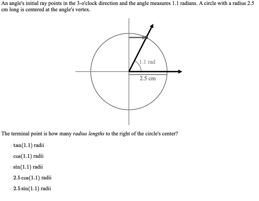 SOLVED An angle's initial ray points in the 3 o'clock direction and