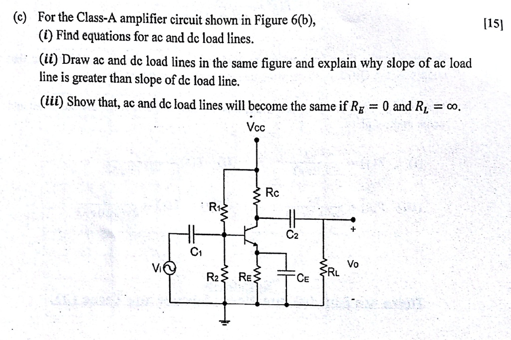 SOLVED: Show that AC and DC Load line will be same if RE=0 and RL= ∞ (c