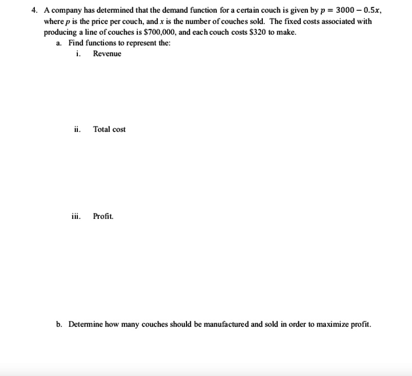 SOLVED A company has detenined that the demand function for certain