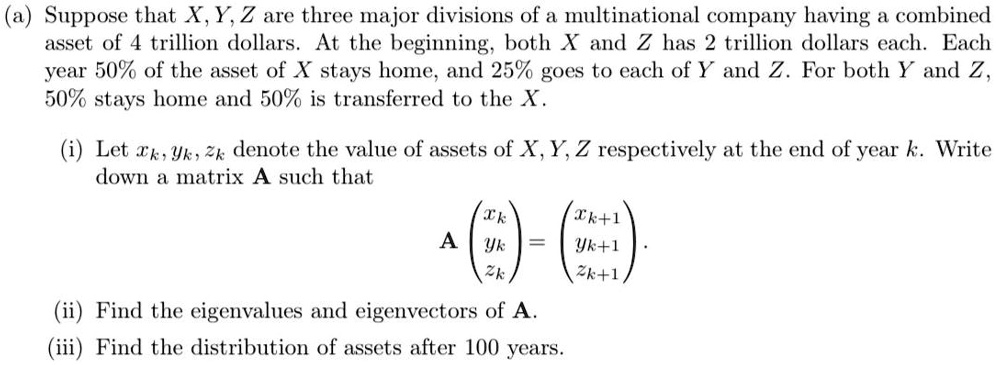 Solved A Suppose That X Y Z Are Three Major Divisions Of A Multinational Company Having A