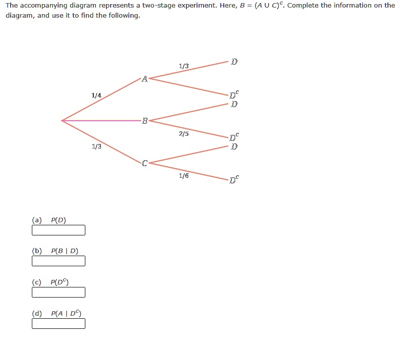 the accompanying diagram represents a two stage experiment here b a u c ...