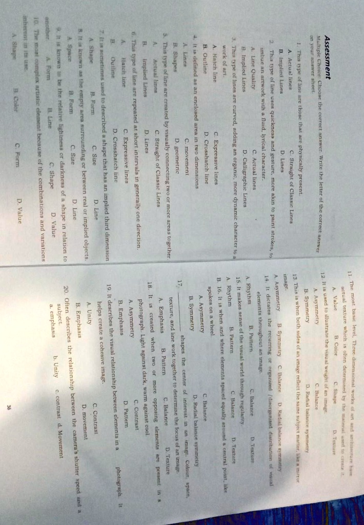 assessment multiple choice choose the correct answer write the letter ...