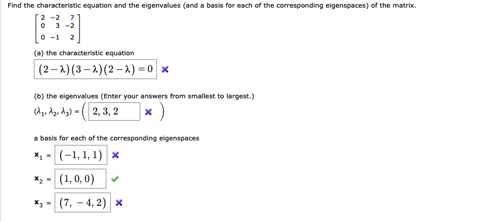 SOLVED: Find the characteristic equation and the eigenvalues (and basis ...