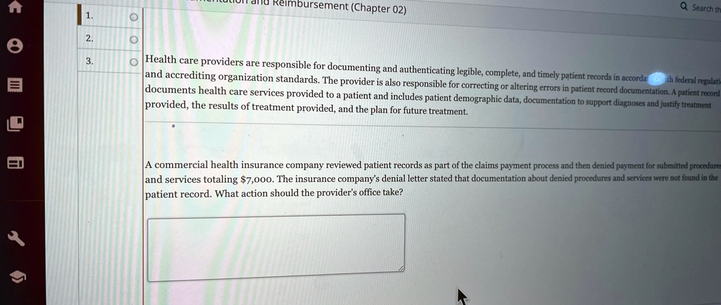 SOLVED Reimbursement Chapter 02 Health care providers are