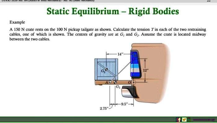 Example Static Equilibrium - Rigid Bodies A 150 N crate...